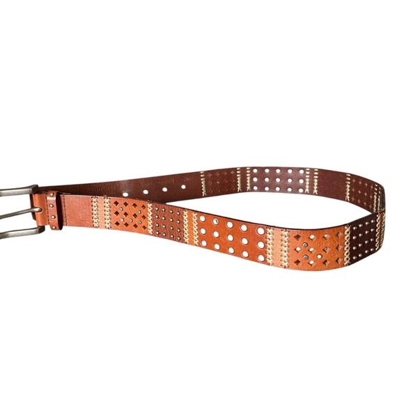 Fossil Mens Brown Leather Studded Belt size small - Picture 7 of 11